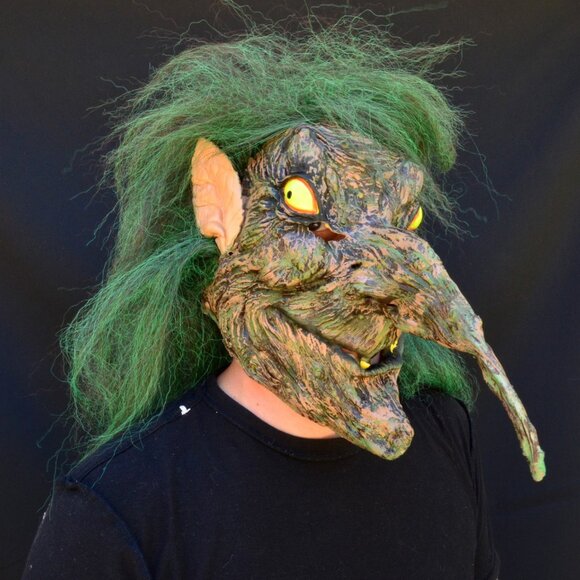 NEW~Creepy Scary Halloween Witch/Evil Warlock Latex Costume Mask - Picture 1 of 3